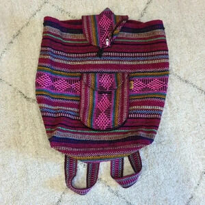 Artesanias Pinzon‎ Canvas Backpack, Unisex, 15" x  15" - Multicolored Bag Purse